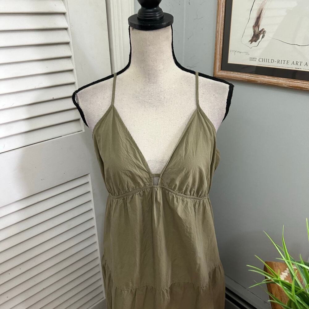 Rails Dress Womens XL Olive Green Avril Tiered Midi Strappy Boho Euro Summer - Picture 4 of 10
